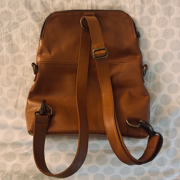 Genuine leather 2 in 1 purse backpack tan camel - Picture 2 of 10